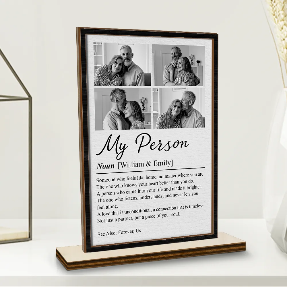 Custom Photo Couple My Person Definition - Personalized Custom Shaped 2-Layered Wooden Plaque - Image 2