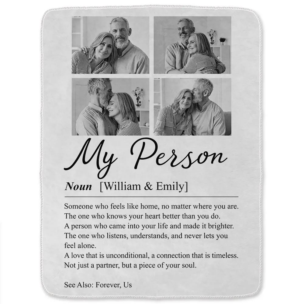 Custom Photo Couple My Person Definition - Personalized Fleece Blanket, Sherpa Blanket - Image 2
