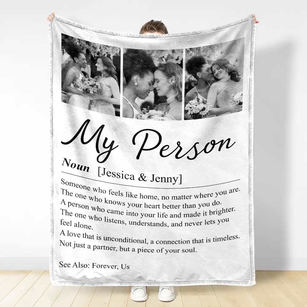 Custom Photo Couple My Person Definition - Personalized Fleece Blanket, Sherpa Blanket - Image 3