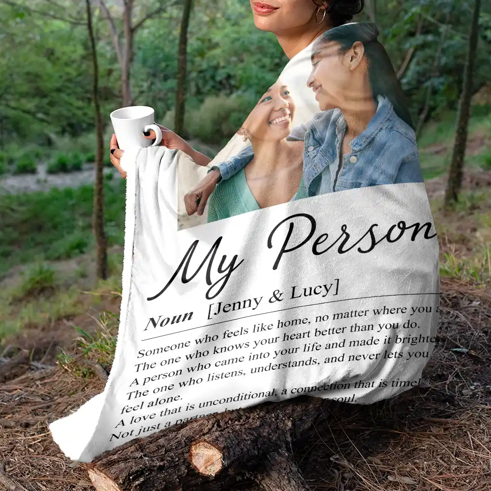 Custom Photo Couple My Person Definition - Personalized Fleece Blanket, Sherpa Blanket - Image 5