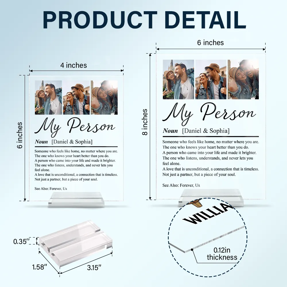Custom Photo Couple My Person - Personalized Vertical Rectangle Acrylic Plaque - Image 5