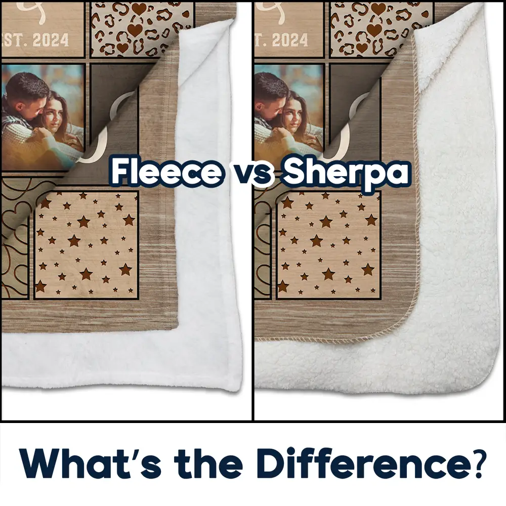 Custom Photo Couple Names Blanket - Personalized Fleece Blanket, Sherpa Blanket - Image 4