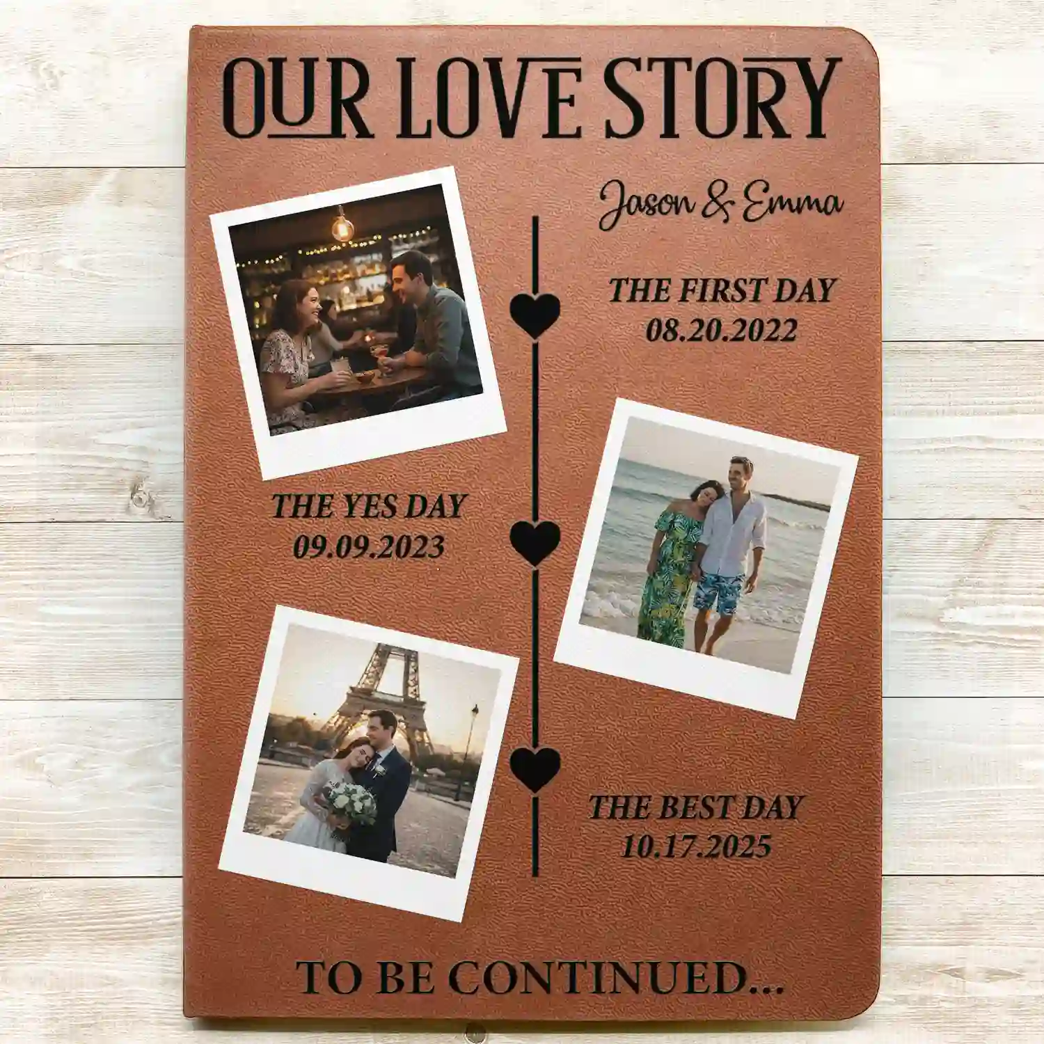 Custom Photo Couple Our Love Story To Be Continued - Personalized Leather Journal - Image 3