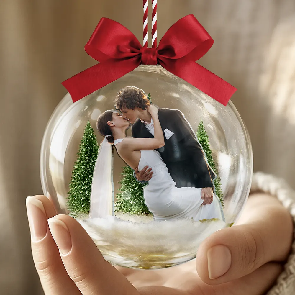 Custom Photo Couple The Year I Found My Missing Piece - Personalized 3D Acrylic Ball Ornament - Image 5