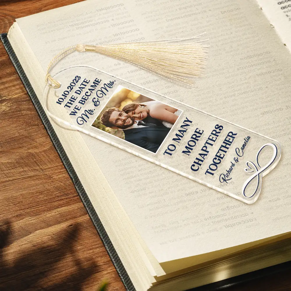 Custom Photo Couple To Many More Chapters Together - Personalized Acrylic Bookmark - Image 2