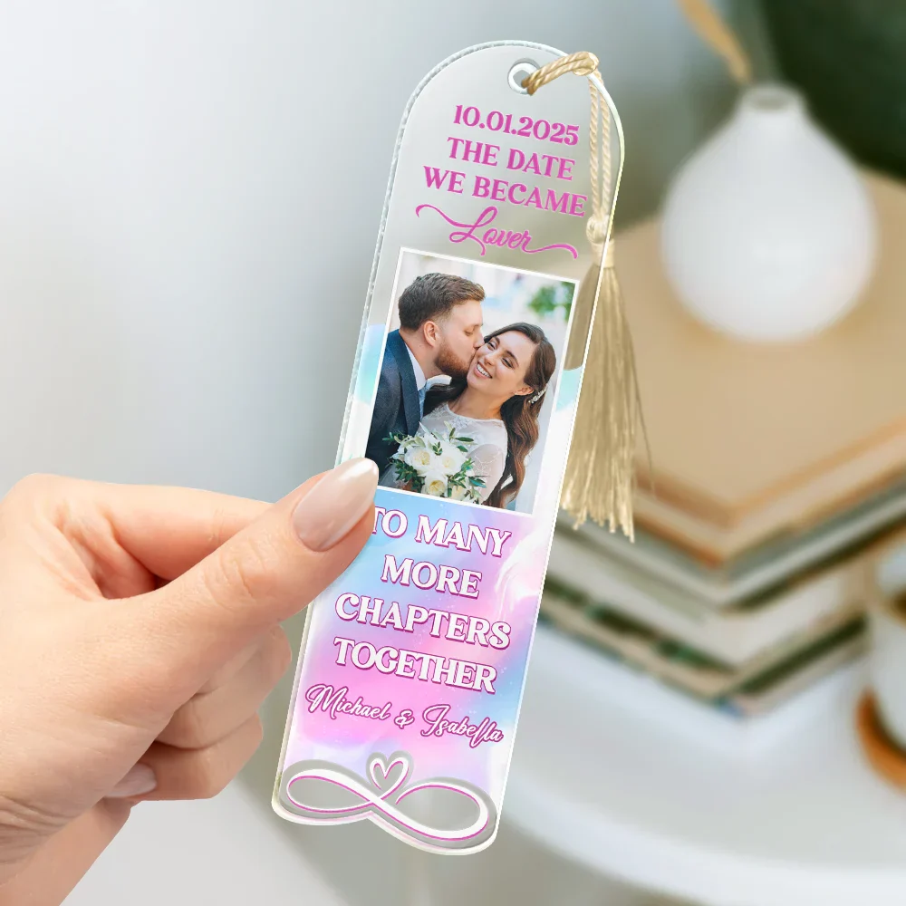 Custom Photo Couple To Many More Chapters Together - Personalized Acrylic Bookmark - Image 3