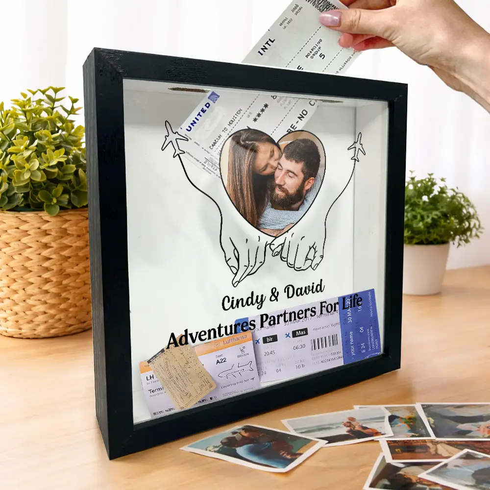 Custom Photo Couple Travel Lovers Best Memories With You - Personalized Ticket Memory Box - Image 2
