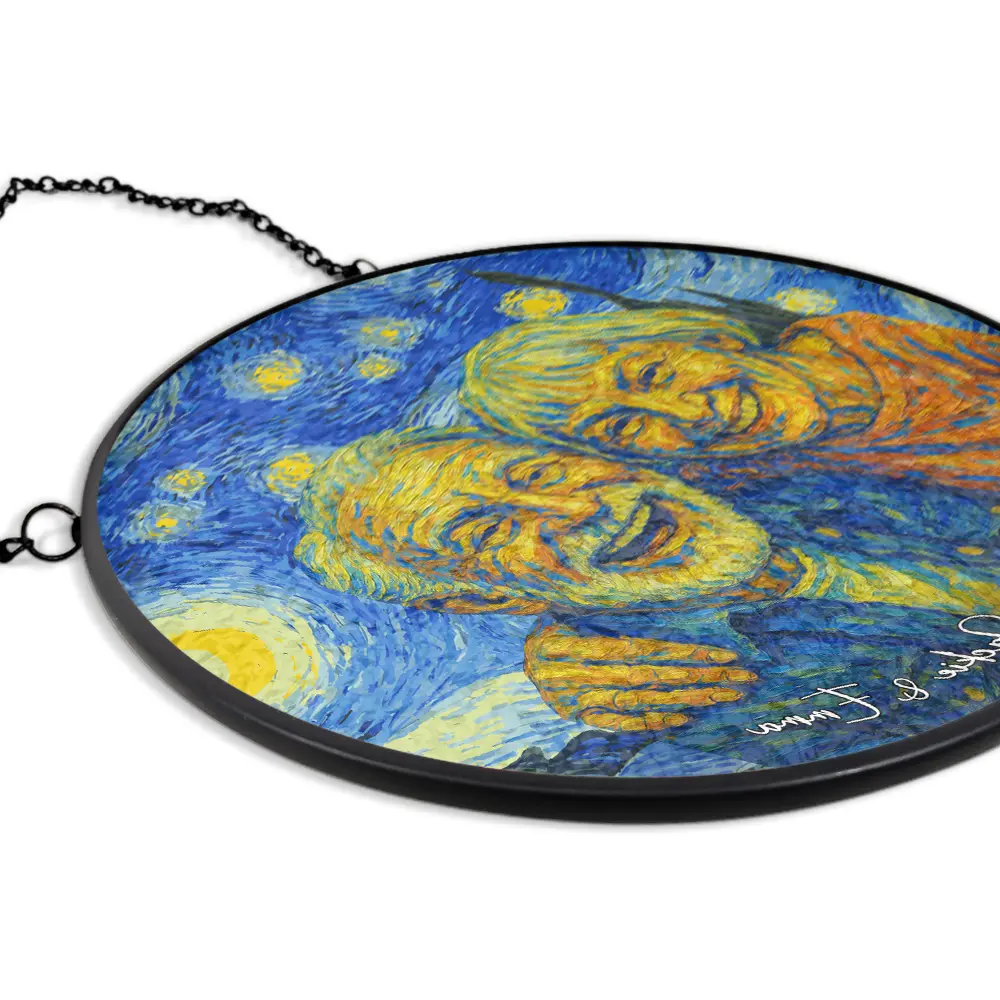 Custom Photo Couple Under The Starry Night - Personalized Stained Glass Window Hanging Suncatcher - Image 6