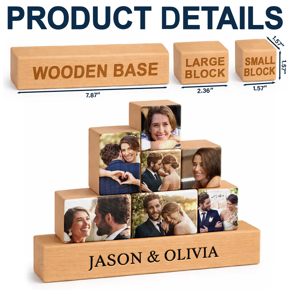 Custom Photo Couple You And Me We Got This - Personalized Wooden Stacking Photo Blocks - Image 4