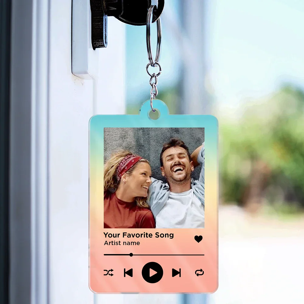 Custom Photo Couple You & Me Favorite Song QR Code - Personalized Acrylic Keychain - Image 4