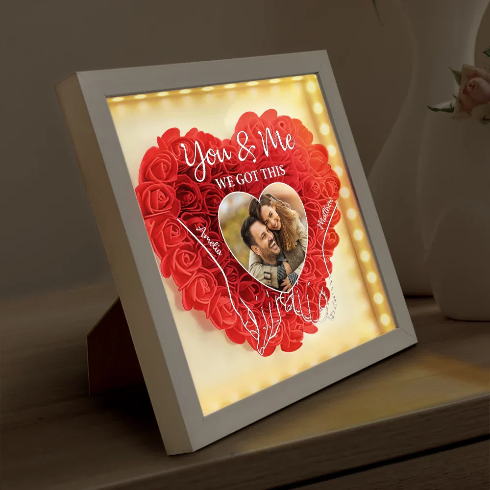 Custom Photo Couple You & Me We Got This - Personalized LED Light Flower Shadow Box - Image 4