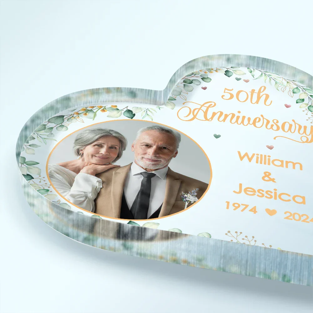 Custom Photo Couples Anniversary - Personalized Heart Shaped Acrylic Plaque - Image 3