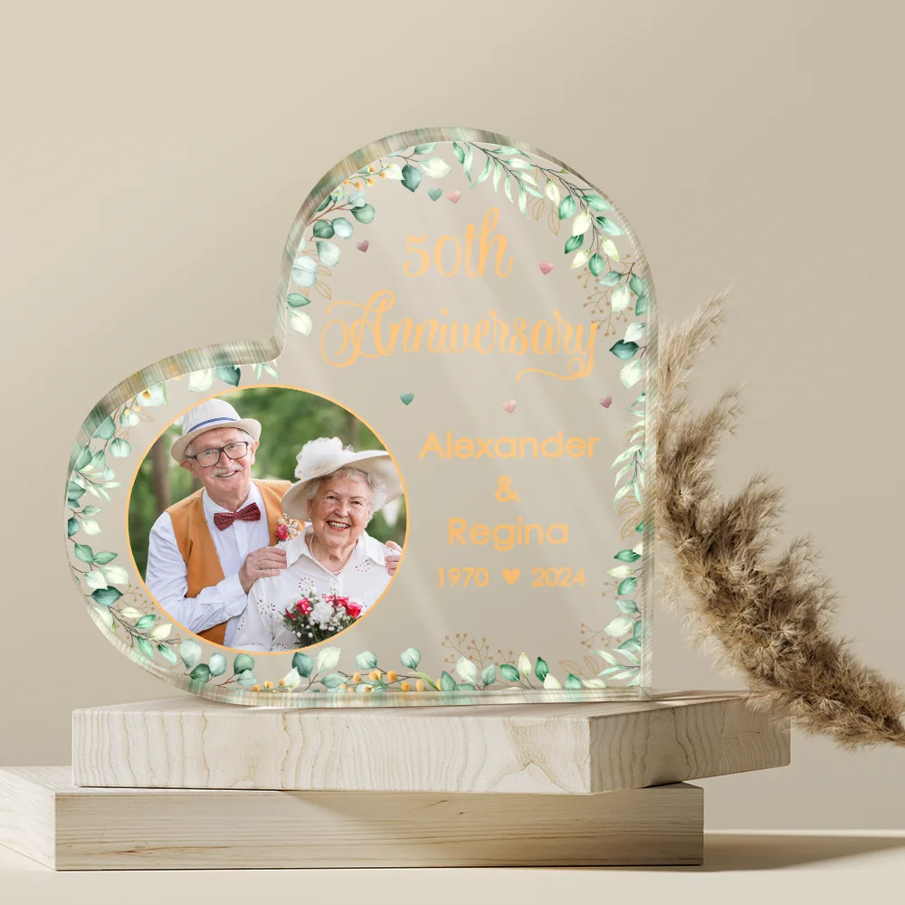 Custom Photo Couples Anniversary - Personalized Heart Shaped Acrylic Plaque - Image 4