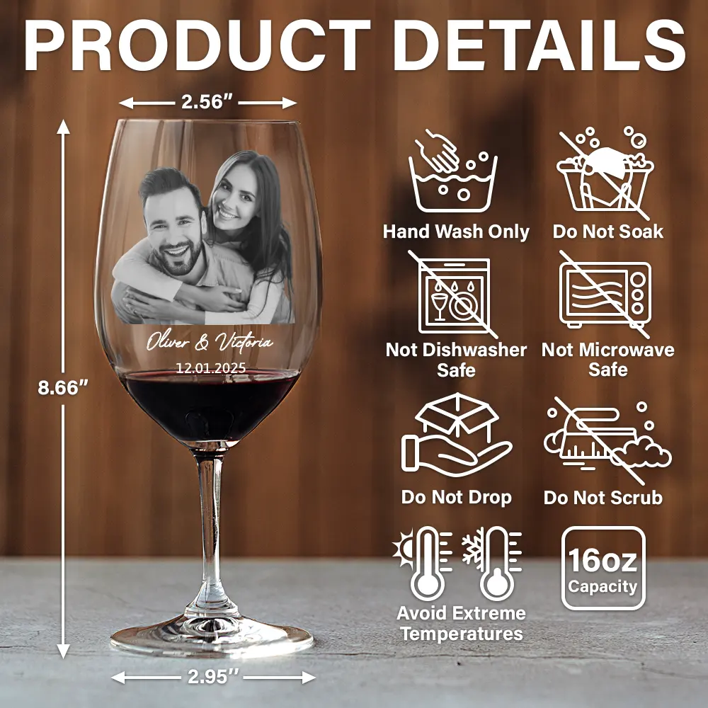 Custom Photo Couples Anniversary - Personalized Wine Glass - Image 6