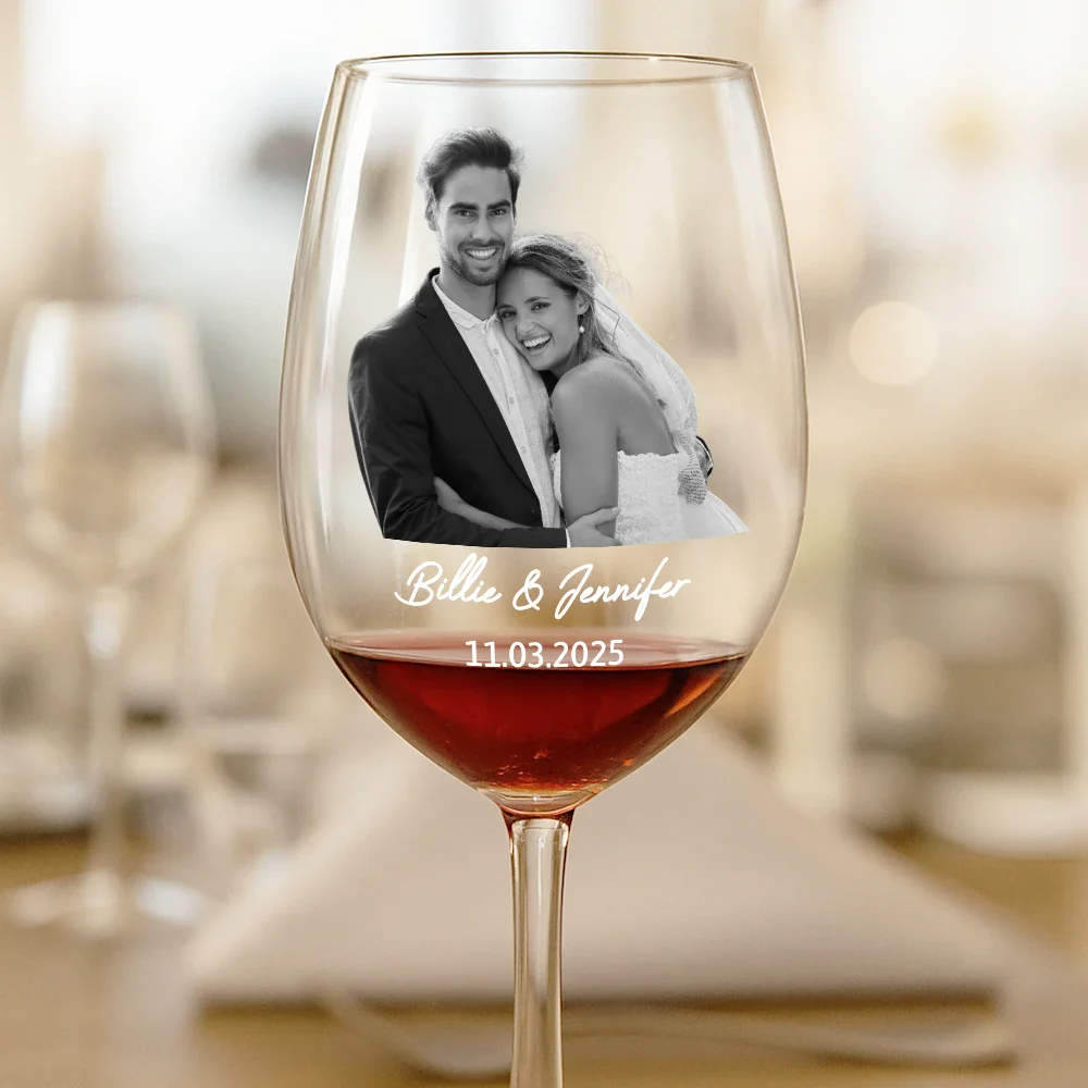 Custom Photo Couples Anniversary - Personalized Wine Glass - Image 3