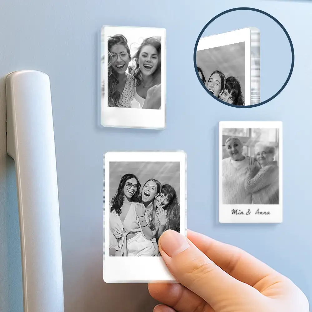 Custom Photo Couples Besties Family With Message - Personalized Acrylic Fridge Magnet - Image 2