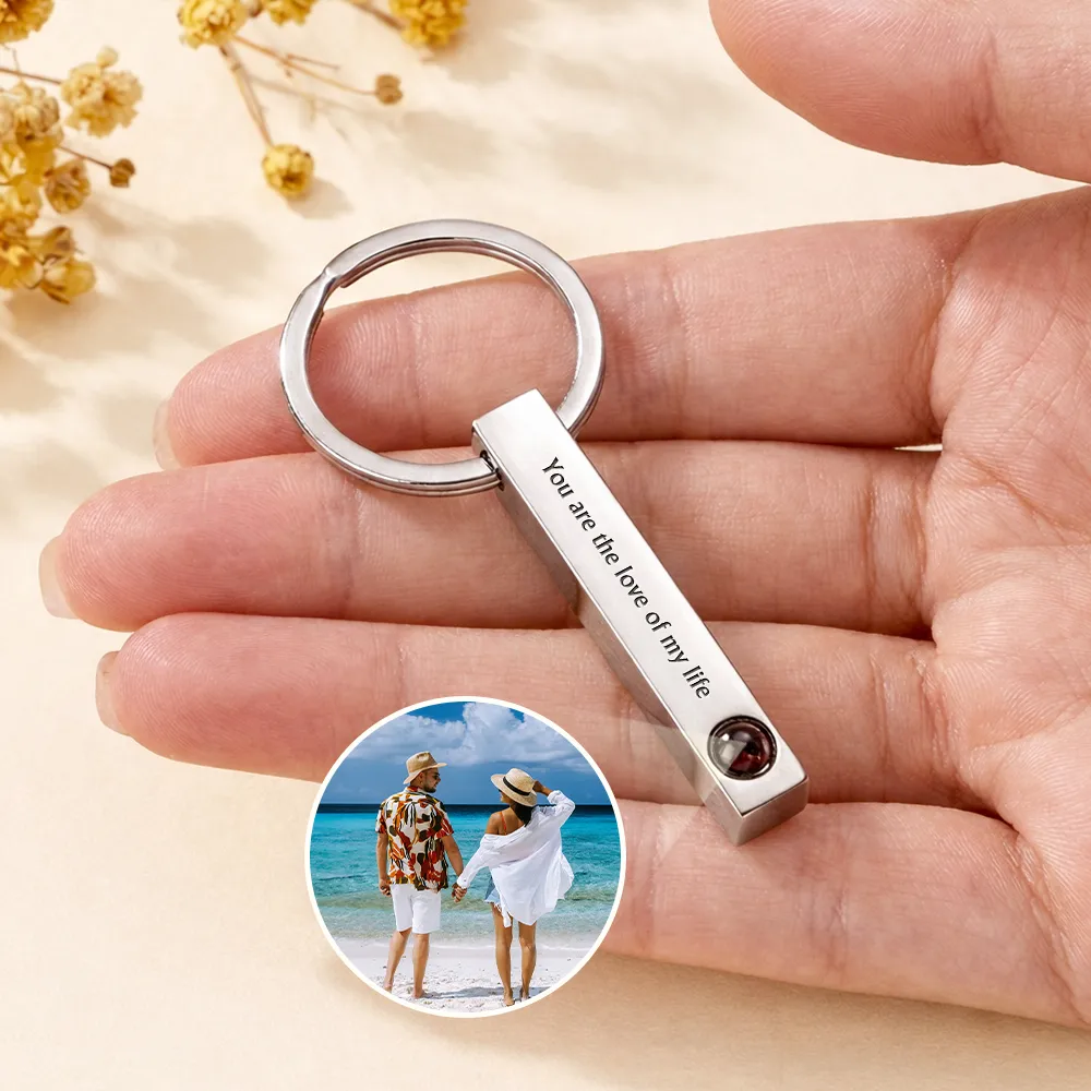 Custom Photo Couples With Names - Personalized Photo Projection Keychain - Image 3