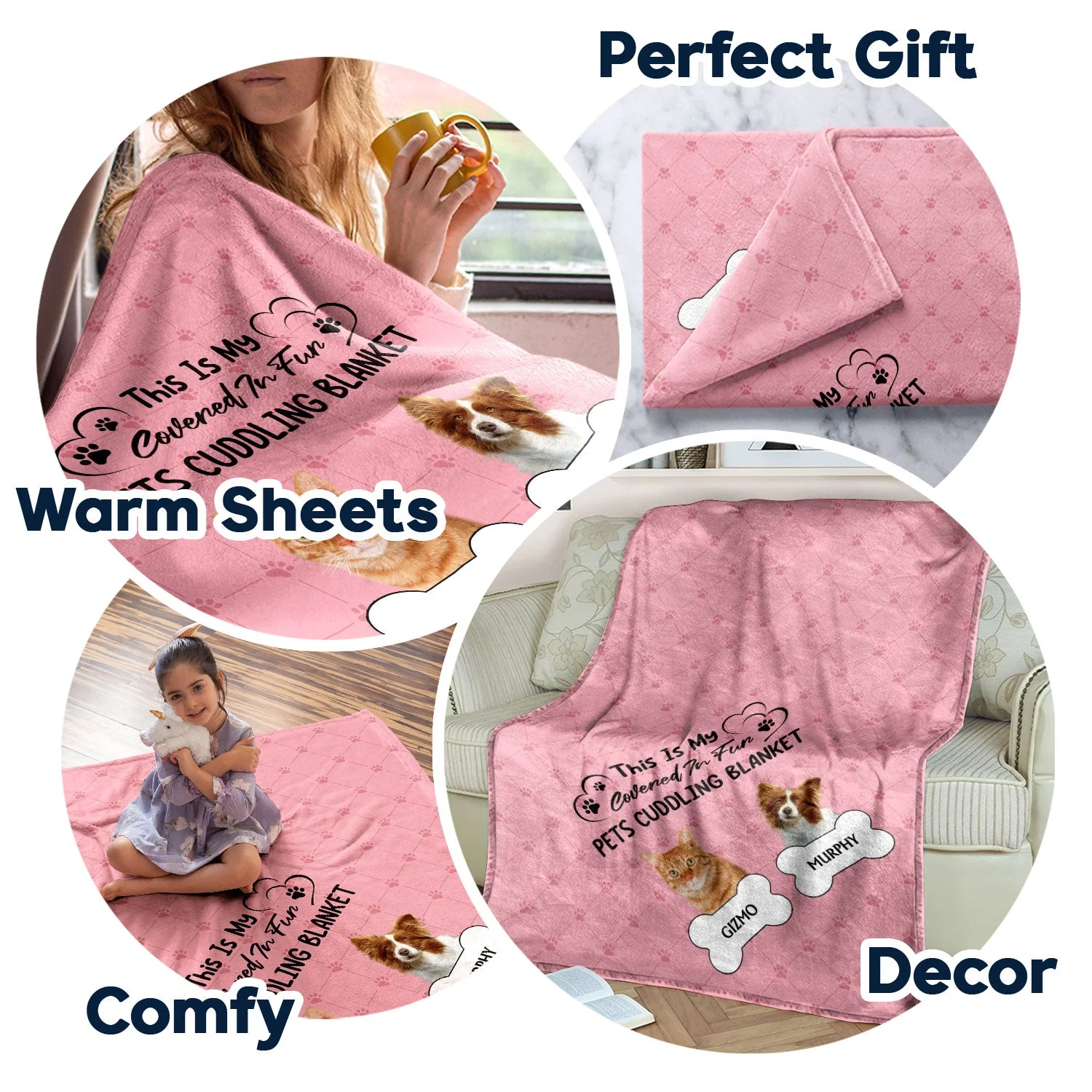 Custom Photo Covered In Fur Dog Cat - Gift For Pet Lovers - Personalized Fleece Blanket - Image 5