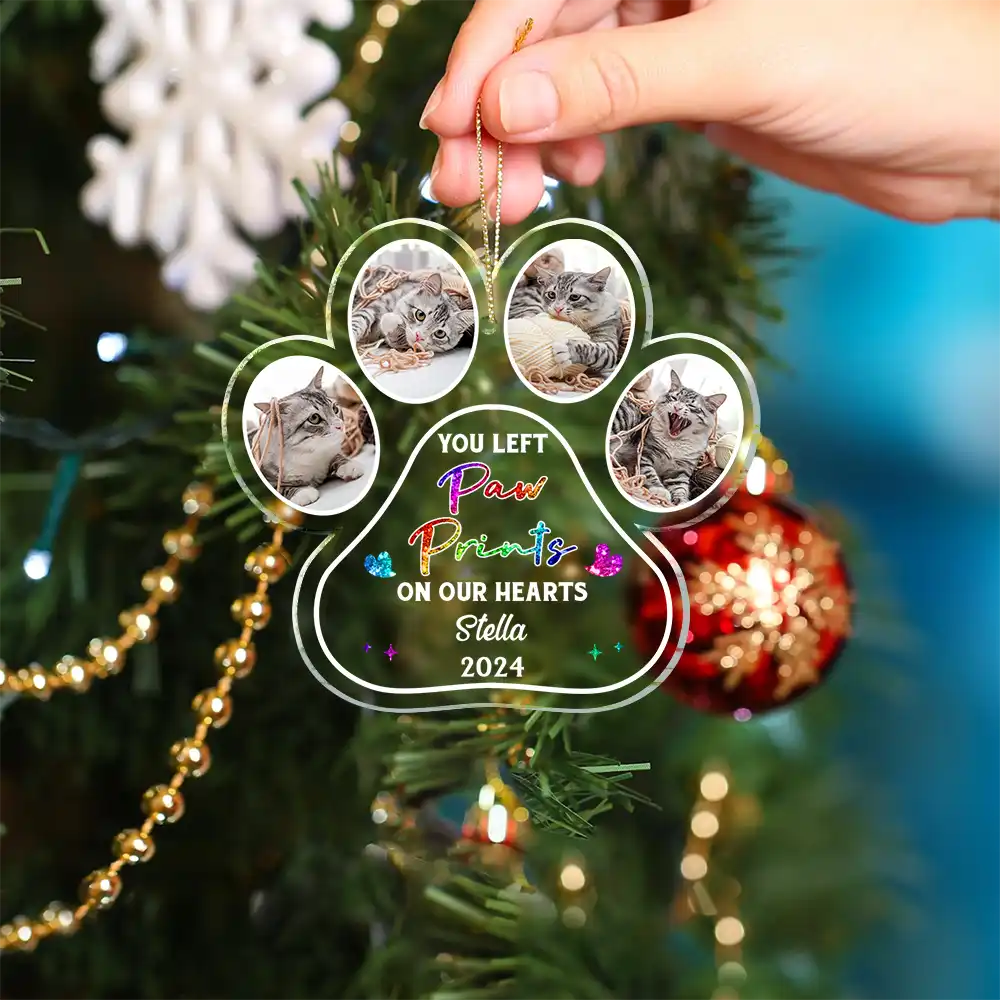 Custom Photo Crossed The Rainbow Bridge Pet Memorial - Personalized Custom Shaped Acrylic Ornament - Image 4