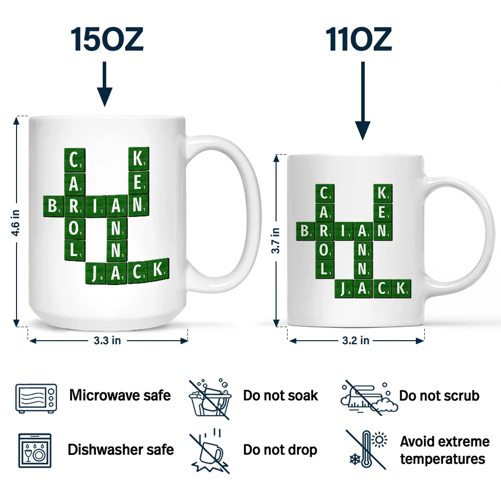 Custom Photo Crossword Puzzle Couple Scrabble Name - Personalized Mug - Image 4