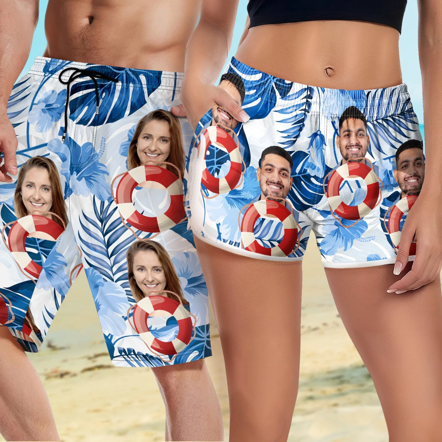 Custom Photo Cruise Ship - Gift For Traveling Lovers, Cruising Lovers - Personalized Couple Beach Shorts - Image 5