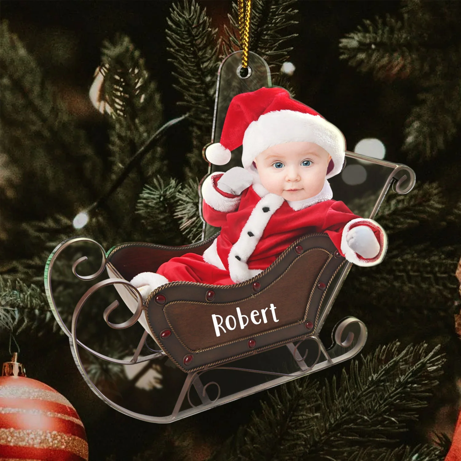 Custom Photo Cute Baby - Christmas Gift For Family, New Parents - Personalized Custom Shaped Acrylic Ornament - Image 4