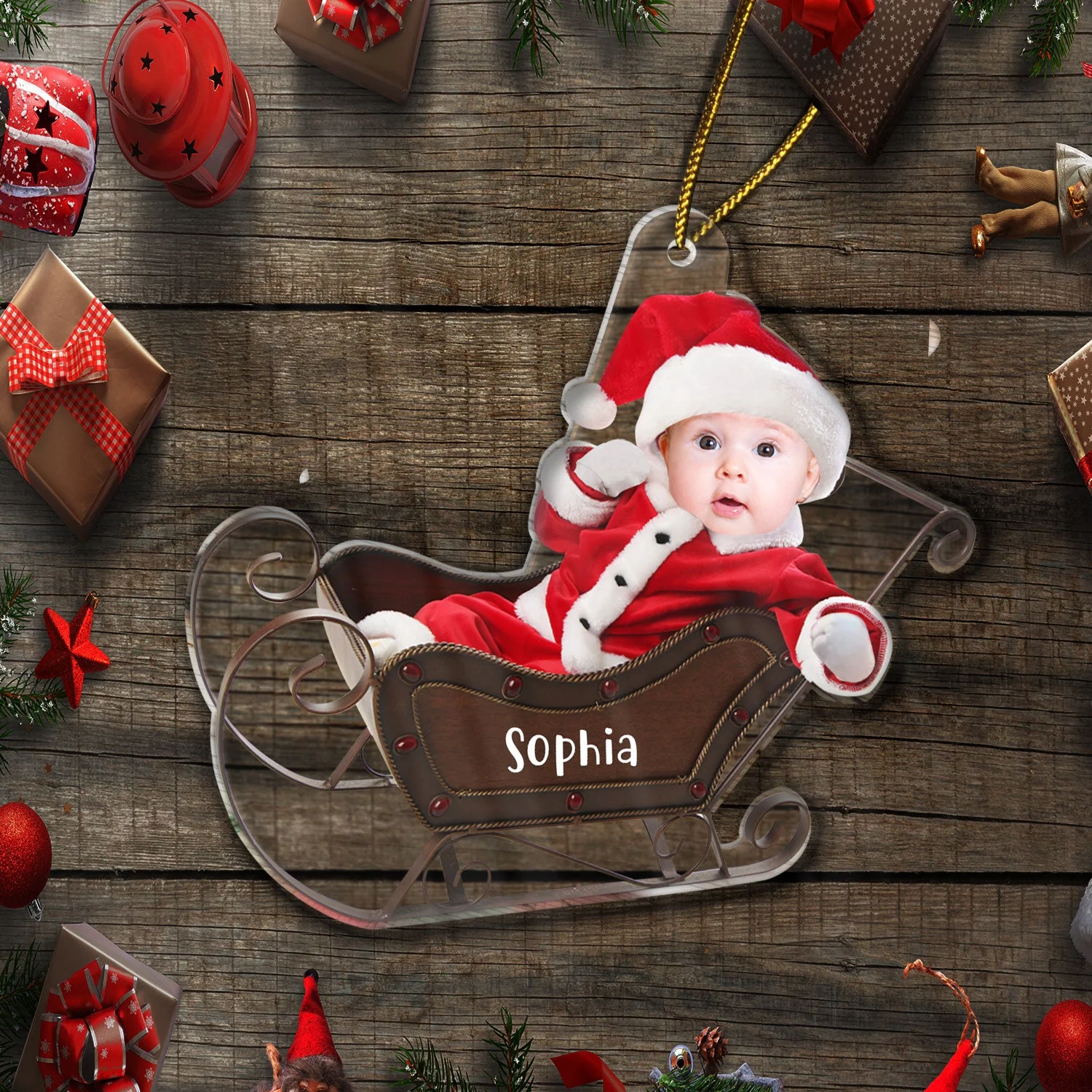 Custom Photo Cute Baby - Christmas Gift For Family, New Parents - Personalized Custom Shaped Acrylic Ornament - Image 6