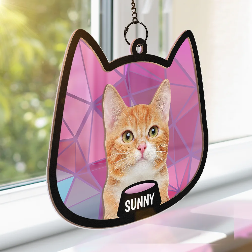 Custom Photo Cute Cat - Personalized Window Hanging Suncatcher Ornament - Image 4