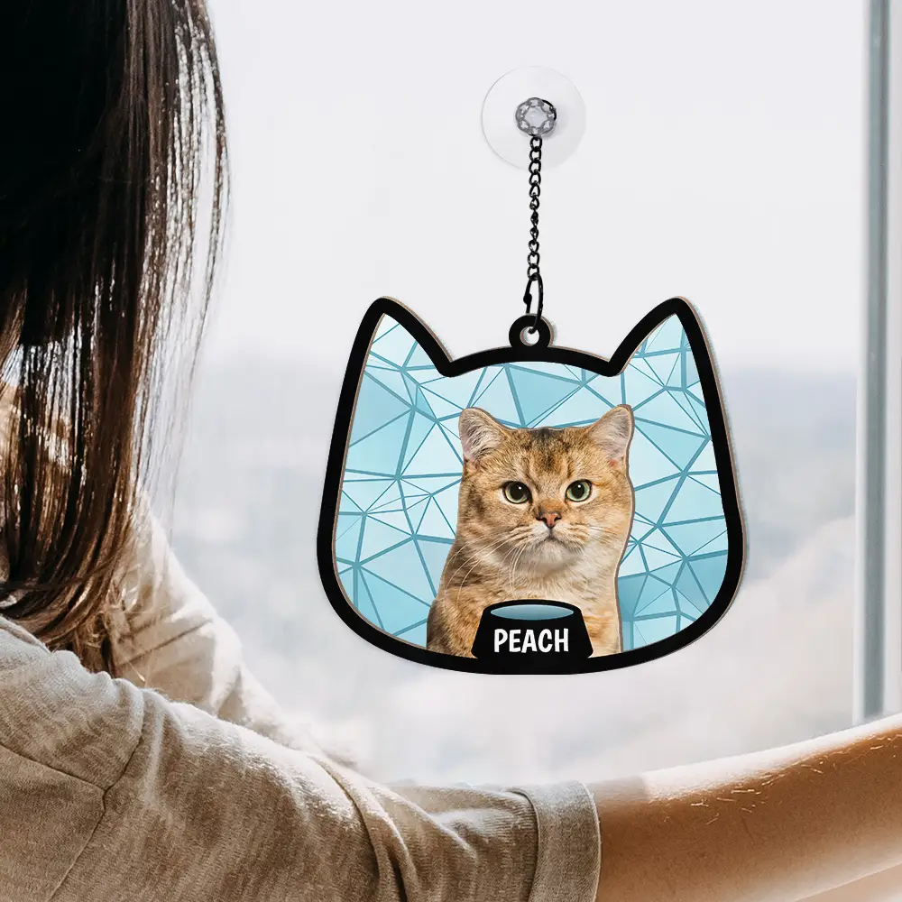 Custom Photo Cute Cat - Personalized Window Hanging Suncatcher Ornament - Image 5
