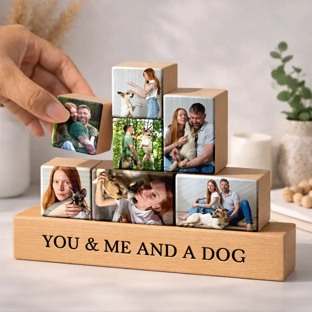 Custom Photo Cute Dog Cat For Pet Lover - Personalized Wooden Stacking Photo Blocks - Image 3