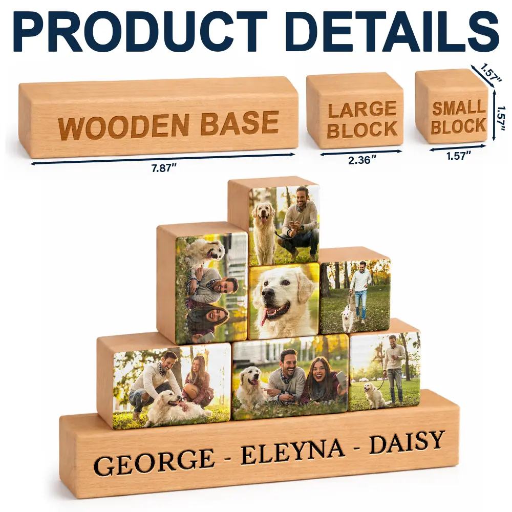 Custom Photo Cute Dog Cat For Pet Lover - Personalized Wooden Stacking Photo Blocks - Image 4
