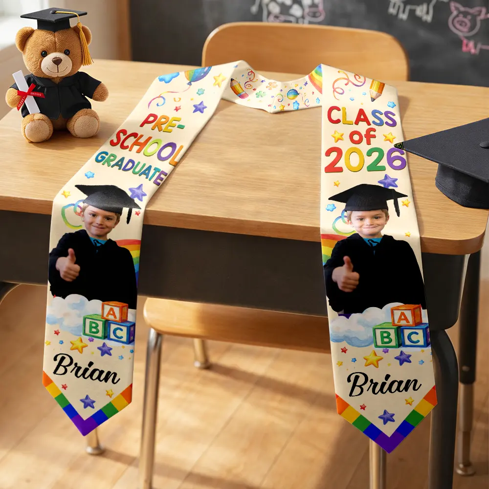 Custom Photo Cute Graduation Kid Rainbow - Personalized Kid Graduation Stole - Image 3