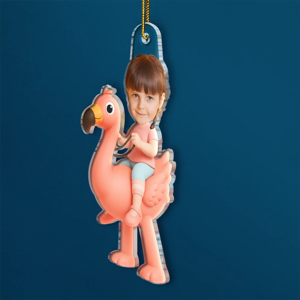 Custom Photo Cute Kid Flamigo Unicorn - Personalized Acrylic Photo Ornament - Image 3