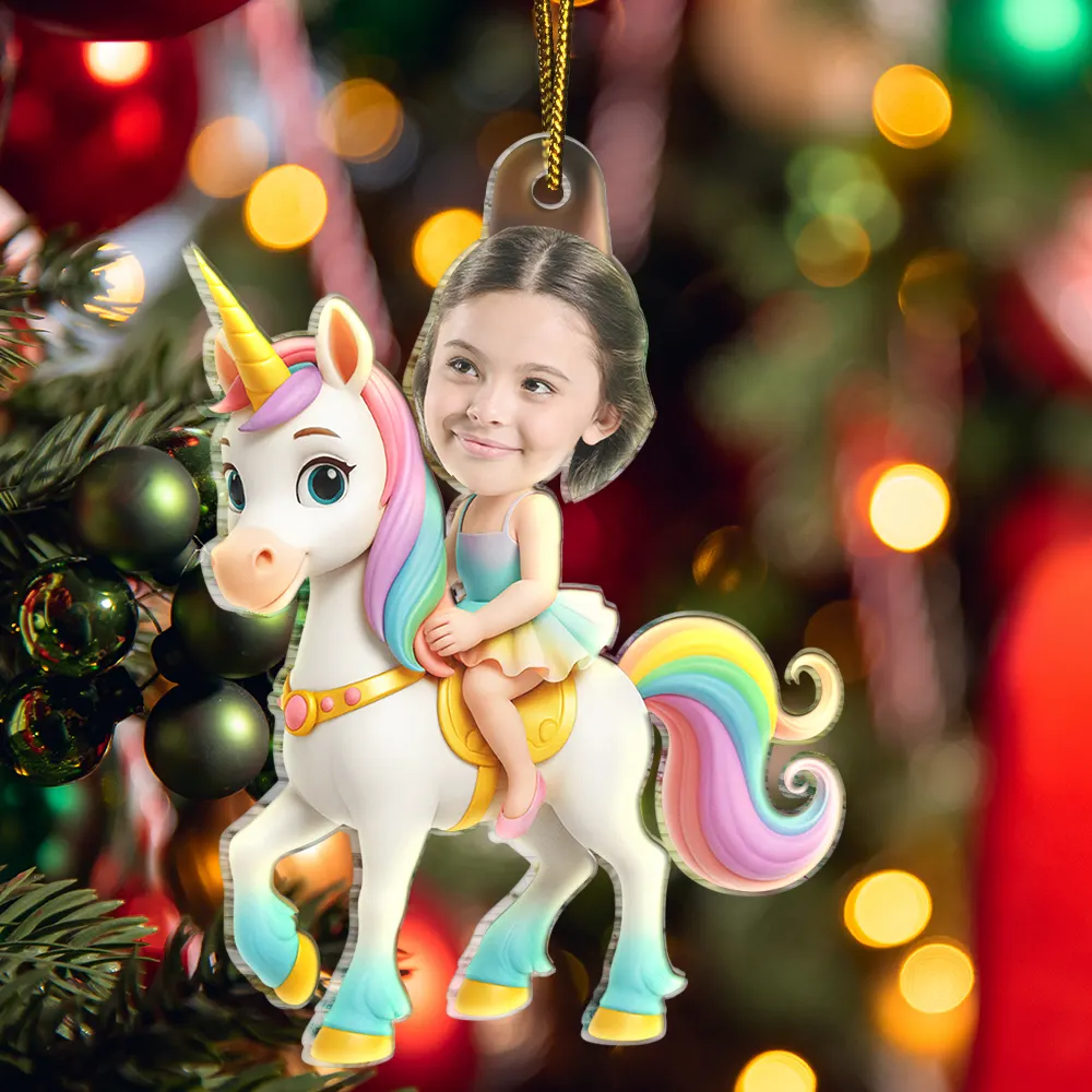 Custom Photo Cute Kid Flamigo Unicorn - Personalized Acrylic Photo Ornament - Image 6