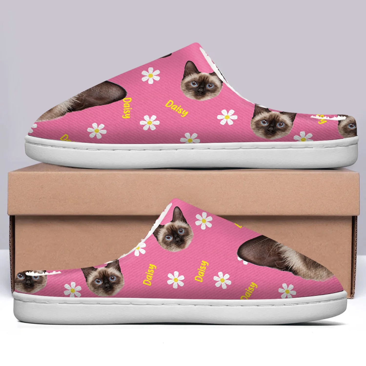 Custom Photo Cute Pattern - Gift For Pet Lovers - Personalized Fluffy Slippers - Image 5