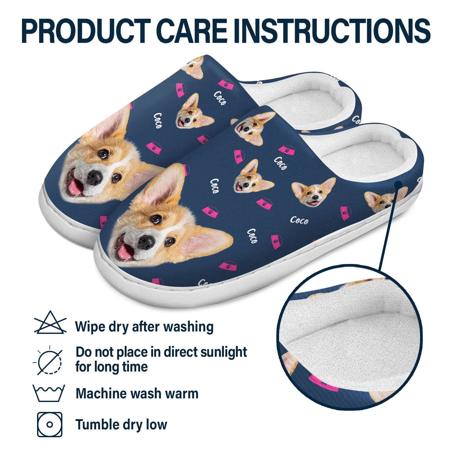Custom Photo Cute Pattern - Gift For Pet Lovers - Personalized Fluffy Slippers - Image 7