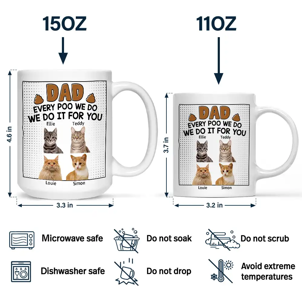 Custom Photo Dad Every Poo I Do - Personalized Mug - Image 5