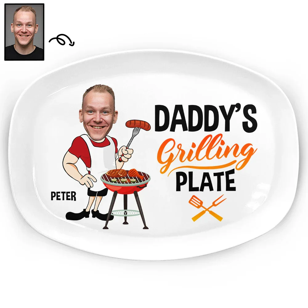 Custom Photo Daddy's Grilling Plate - Personalized Plate - Image 3