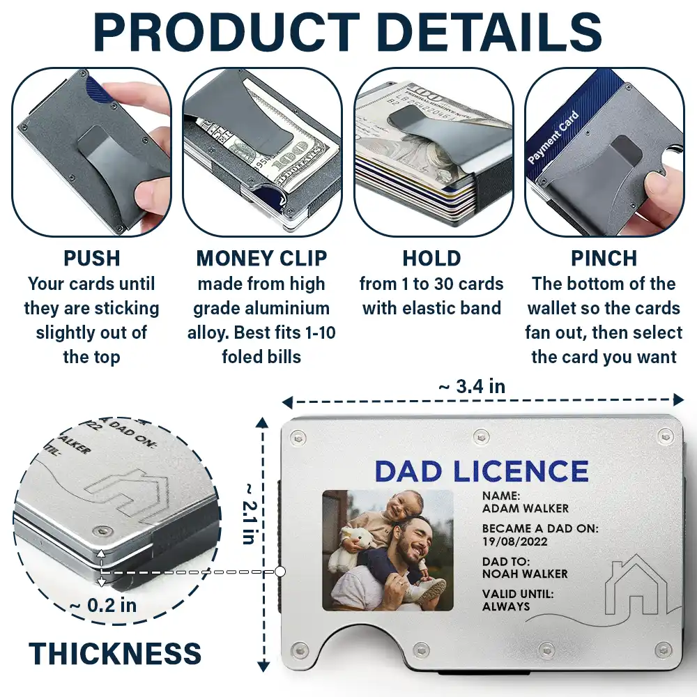 Custom Photo Dad License - Personalized Card Wallet With Money Clip - Image 5