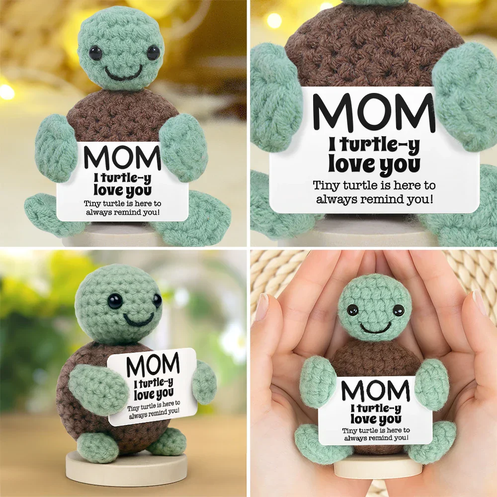 Custom Photo Dad Mom I Turtle-y Love You Thanks For Always Having My Back - Personalized Doll Crochet With Custom Card - Image 4