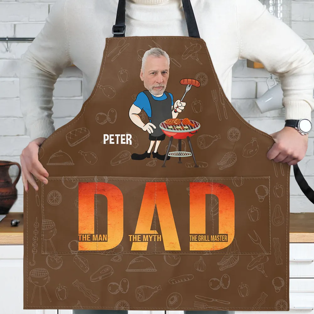 Custom Photo Dad The Man The Myth The Grill Master - Personalized Apron - Image 3