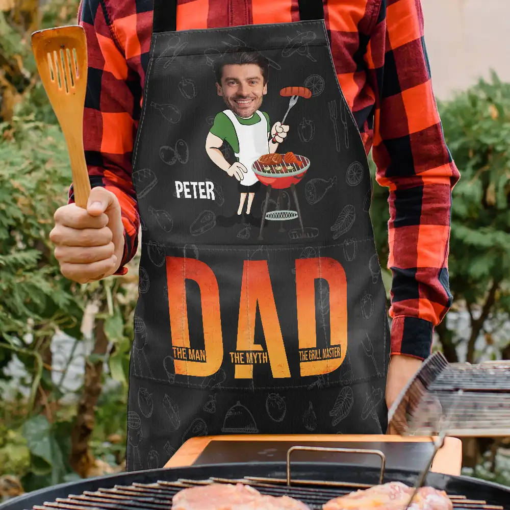Custom Photo Dad The Man The Myth The Grill Master - Personalized Apron - Image 4