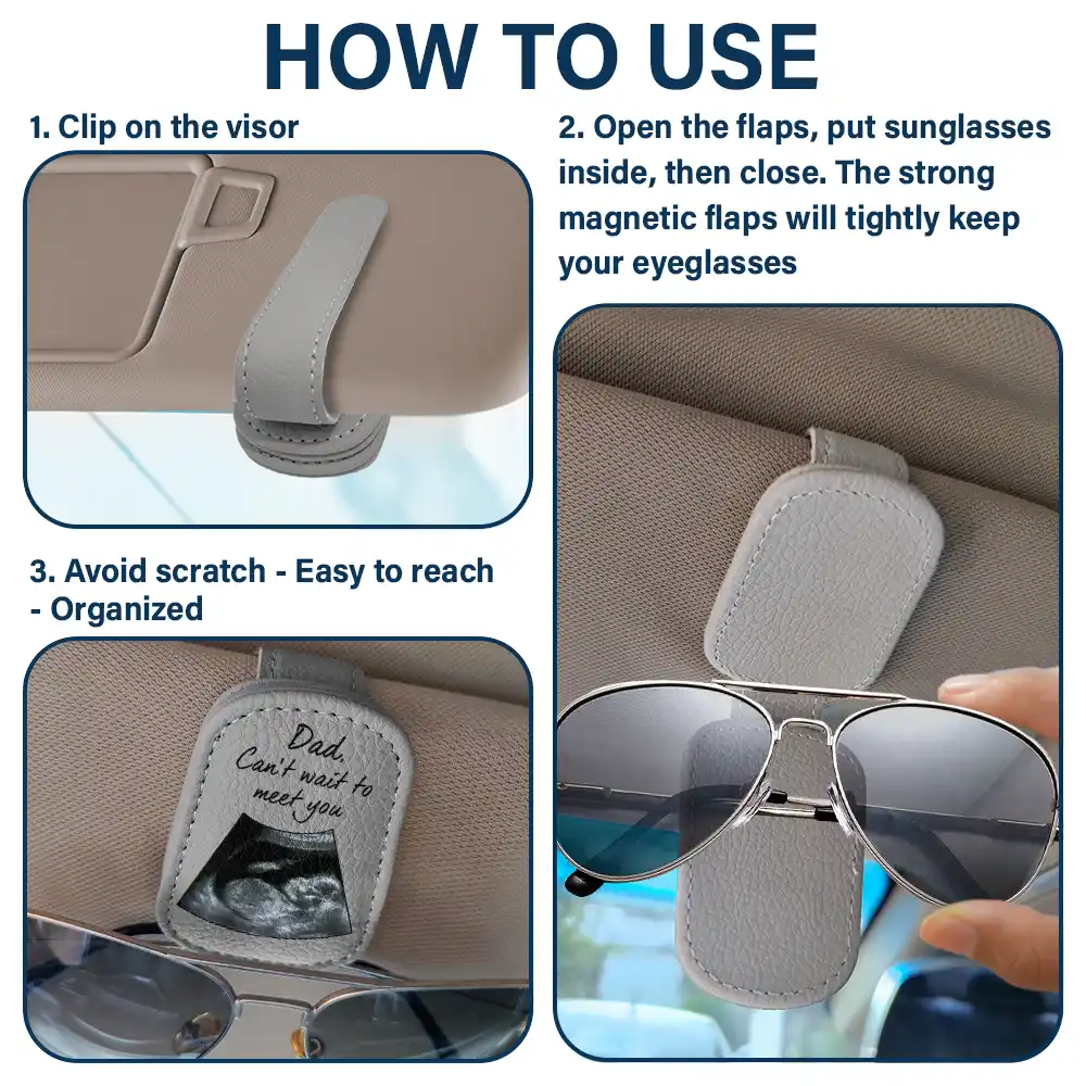 Custom Photo Dad-to-be Now You Can Carry Me Too Expecting Dad - Personalized Sunglasses Holder For Car Visor - Image 3