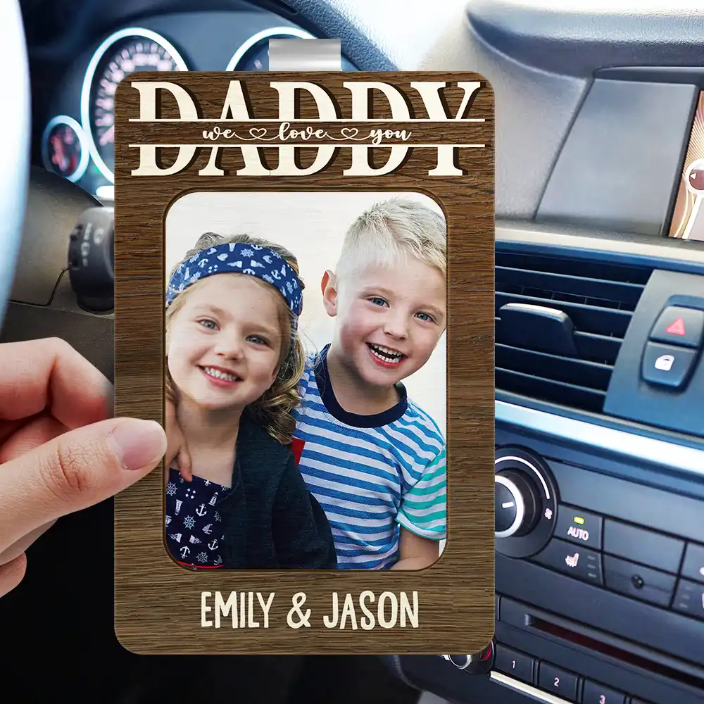 Custom Photo Dad We Love You - Personalized Custom Shaped Car Visor Clip - Image 3