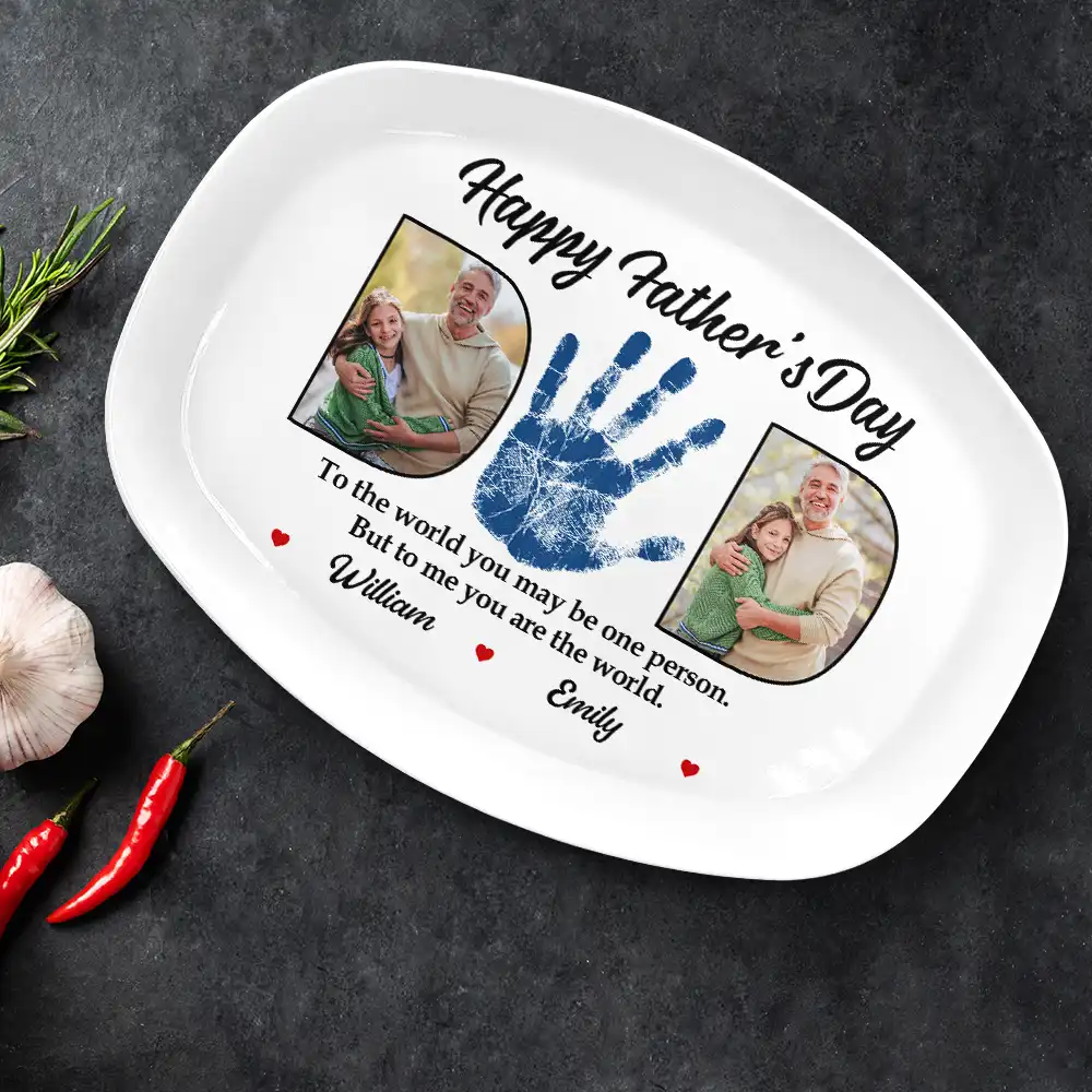 Custom Photo Dad You Are The World - Personalized Plate - Image 2