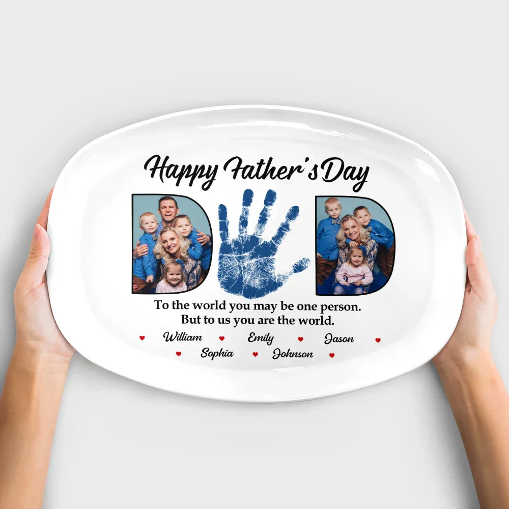 Custom Photo Dad You Are The World - Personalized Plate - Image 3