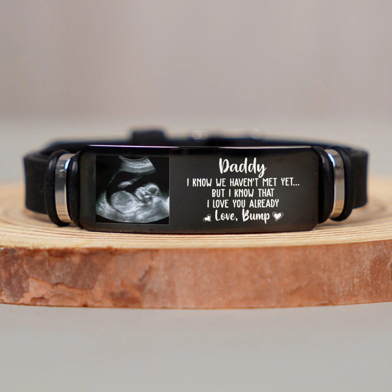 Custom Photo Daddy I Know We Haven't Met Yet - Gift For Dad, Father, New Parents - Personalized Engraved Bracelet - Image 3