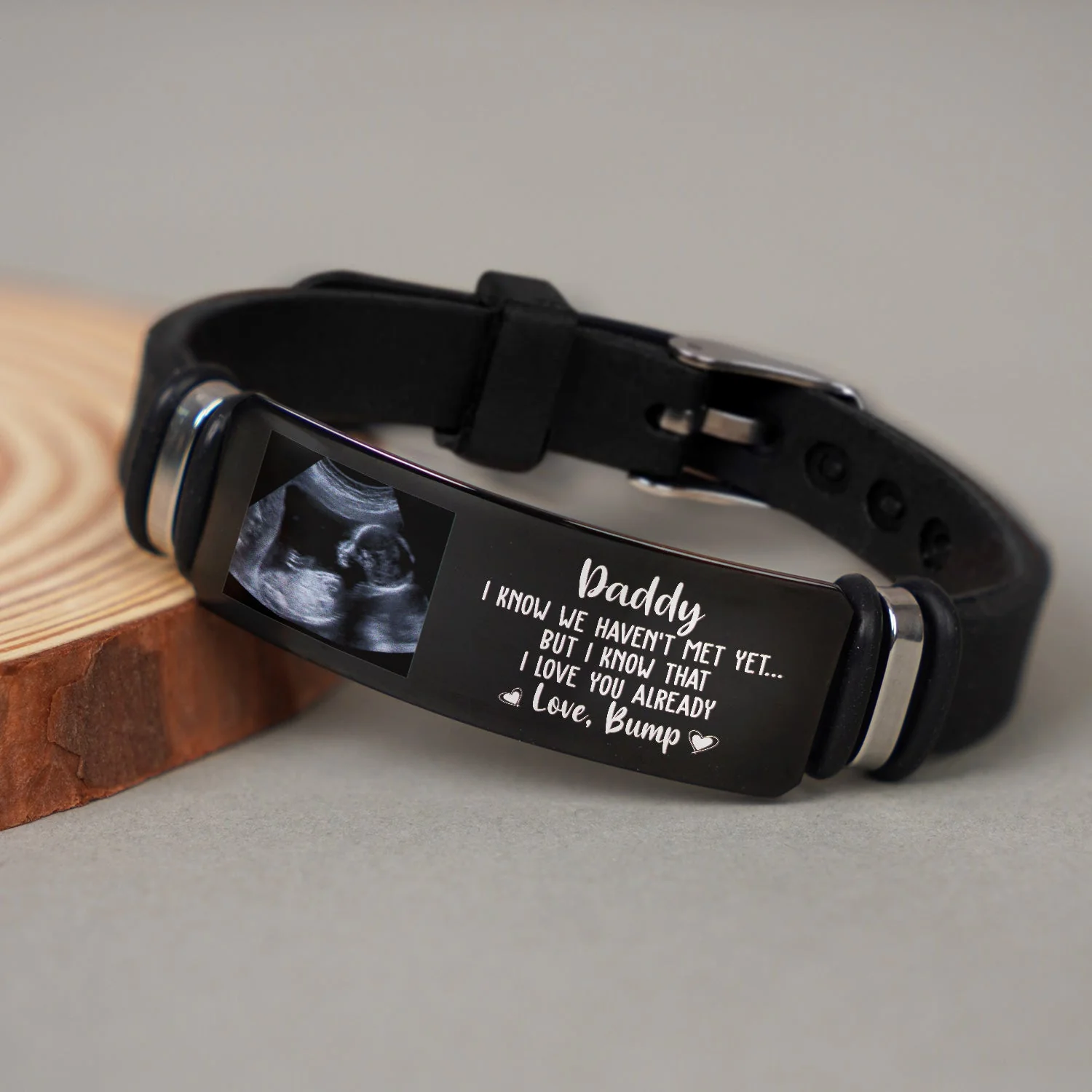 Custom Photo Daddy I Know We Haven't Met Yet - Gift For Dad, Father, New Parents - Personalized Engraved Bracelet - Image 4