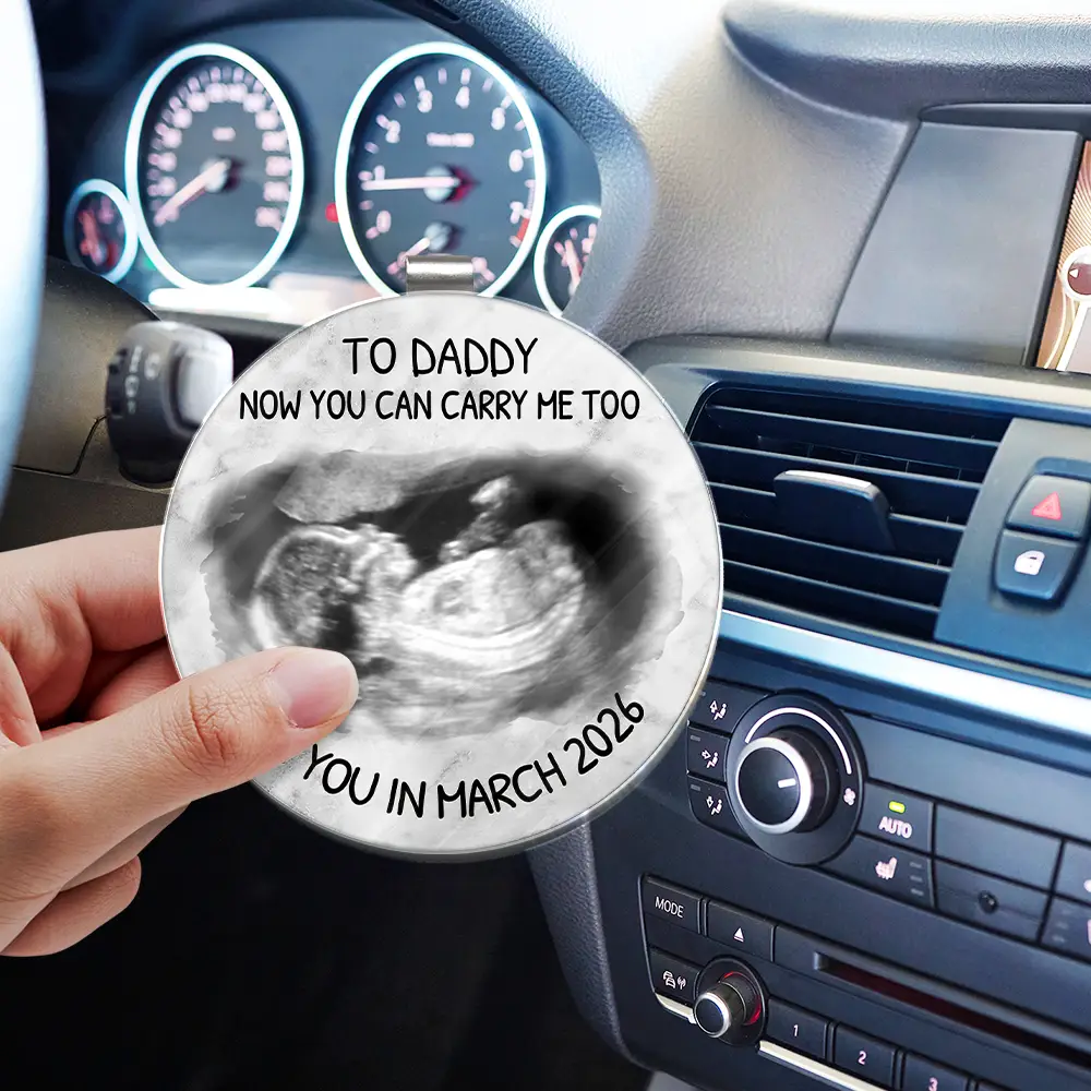 Custom Photo Daddy You Can Carry Me Too See You In - Personalized Custom Shaped Acrylic Car Visor Clip - Image 4