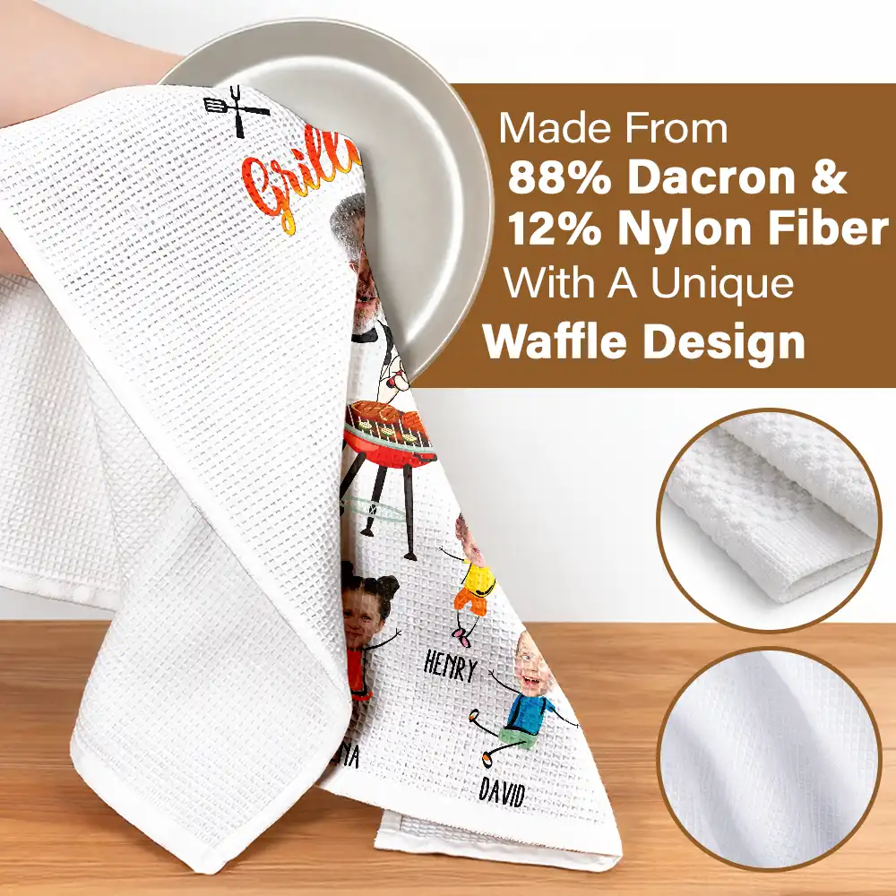 Custom Photo Daddy's Grilling Buddies - Personalized Kitchen Towel - Image 5